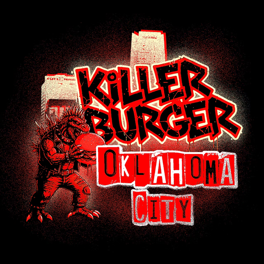 Oklahoma City Killer Hamburger Godzilla SCreen Printed T-shirt Design
